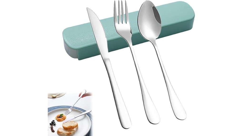 4 piece green cutlery set