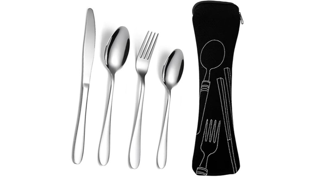 4 piece stainless steel camping cutlery