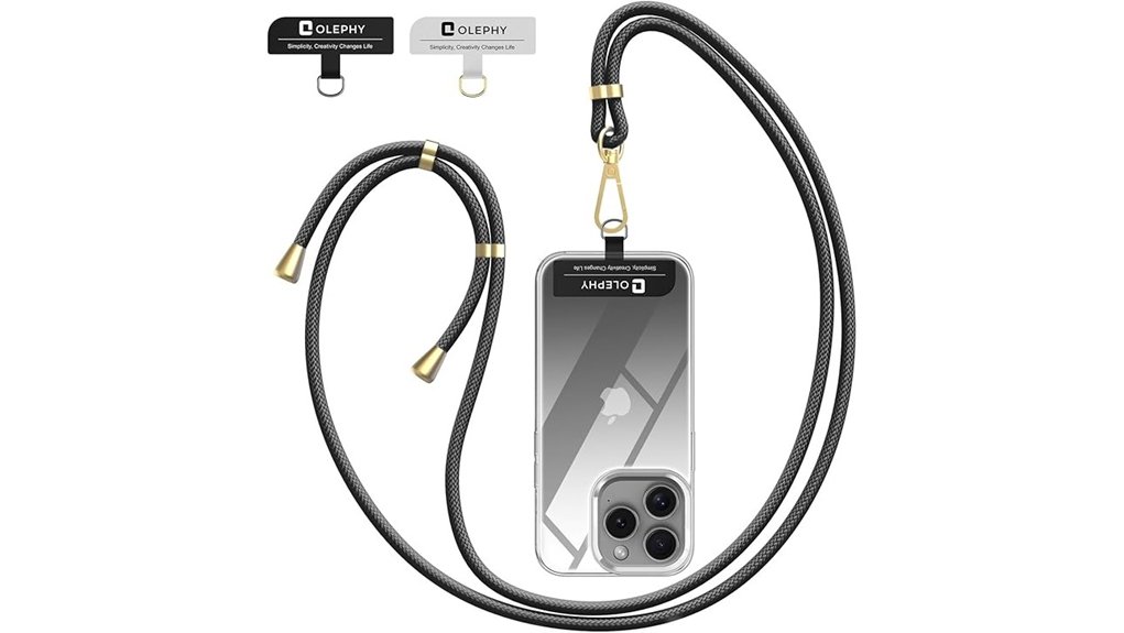 black crossbody phone lanyard