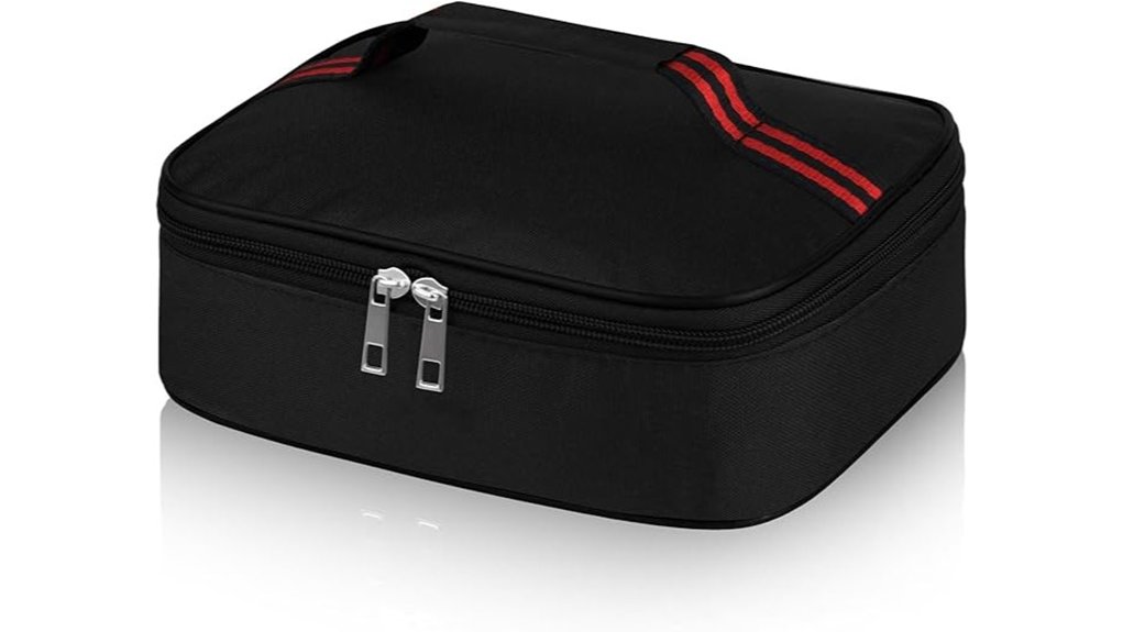 black insulated lunch bag