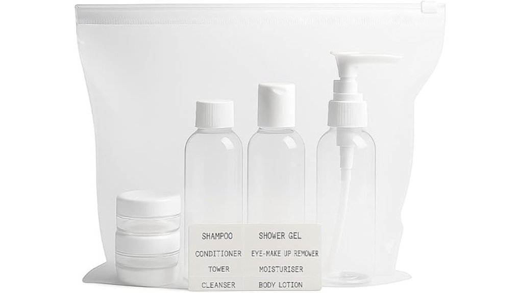 five piece travel bottles set