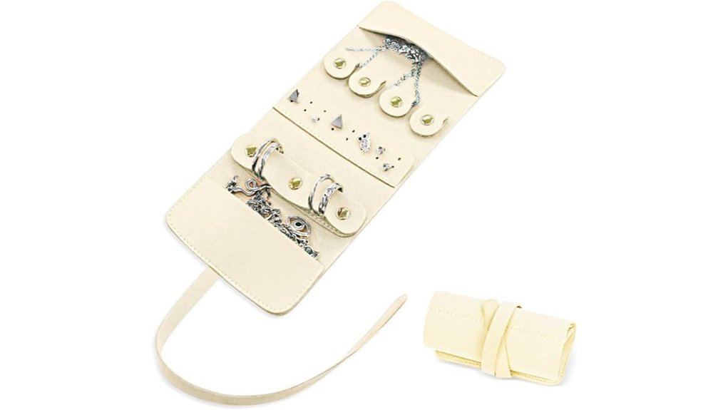 foldable cream travel jewelry pouch