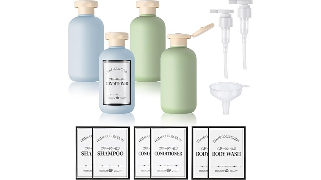 four 200ml travel pump bottles