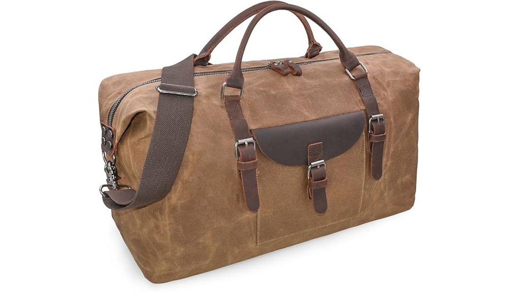 mens waterproof leather canvas duffle