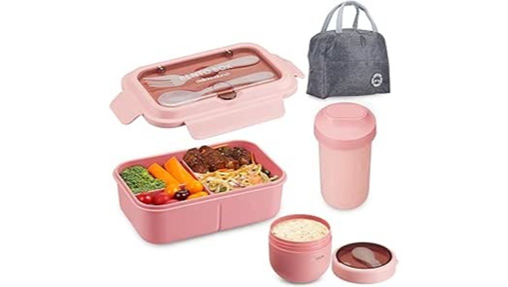 pink leakproof bento set