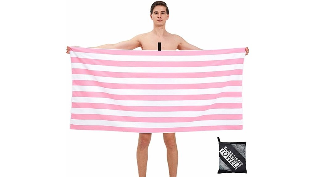 pink striped microfibre towel