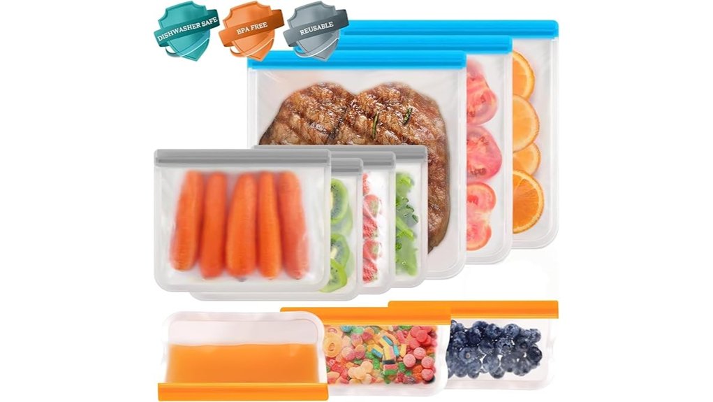 reusable silicone ziplock bags 10 pack