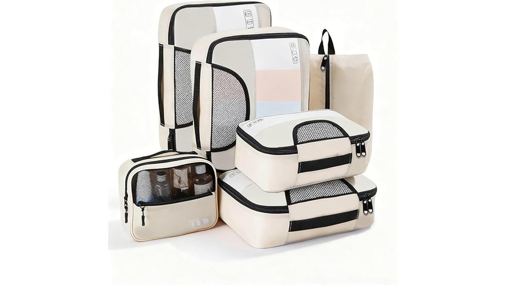six piece clear travel packing cubes