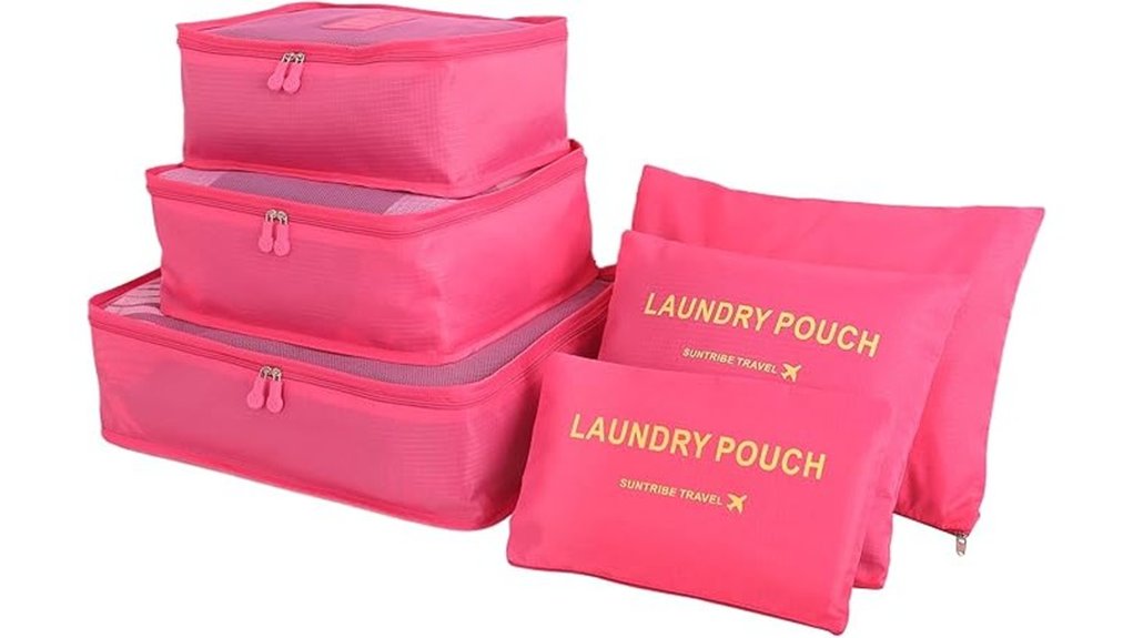 six piece travel organisers set rose
