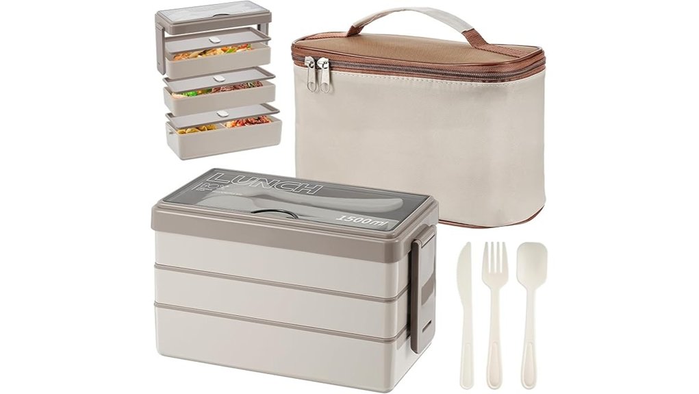 three layer bento insulated lunchbox