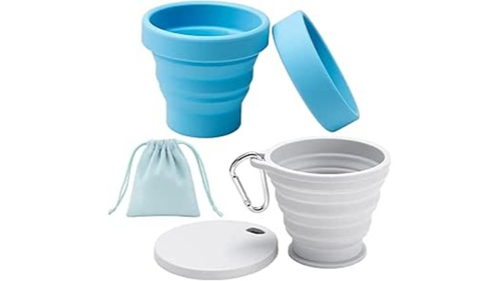 two silicone foldable cups