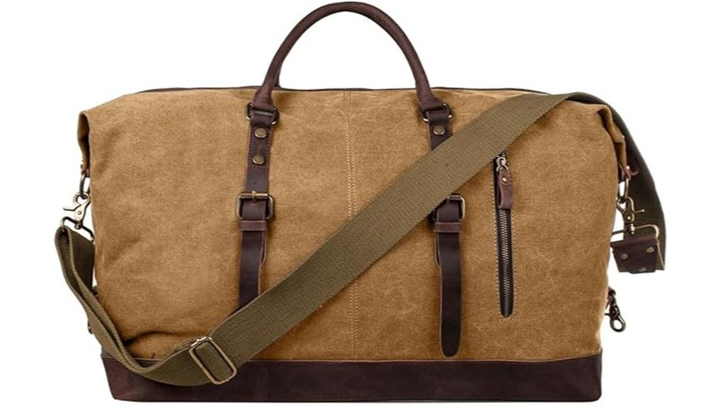 vintage canvas leather travel bag