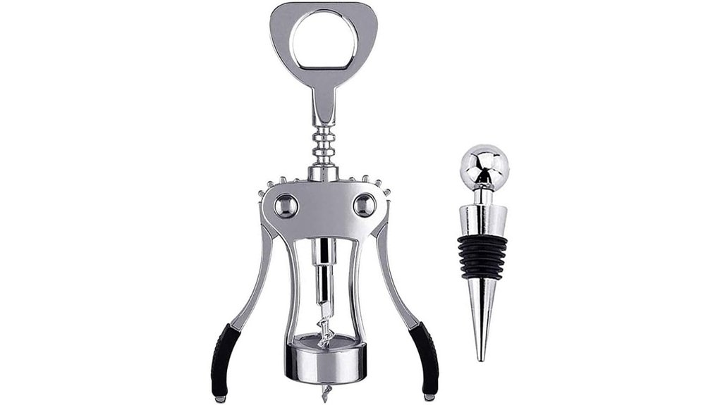 wing corkscrew wine bottle opener with stopper